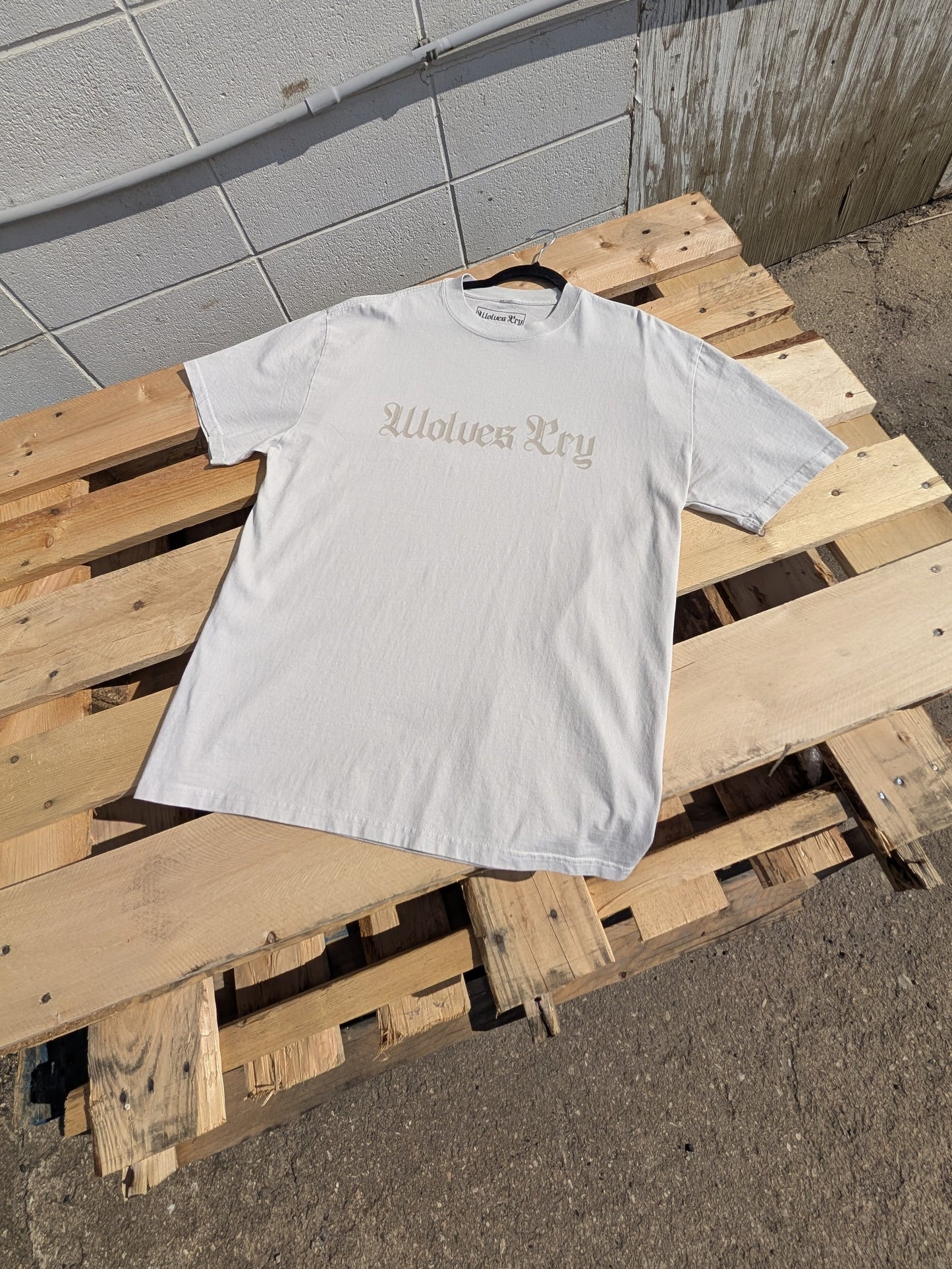 Oversized Vintage Wash Tee – Bone/Off-White Camo Spell Out