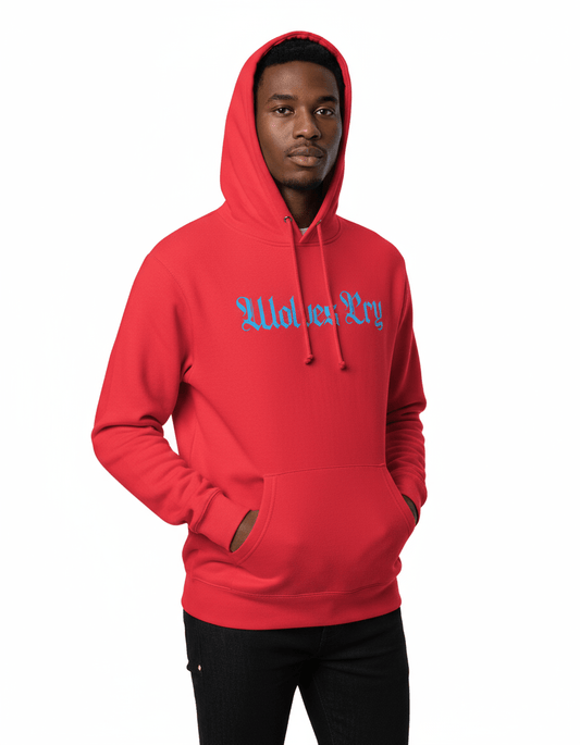 Everyday Spellout Hoodie — Red & Baby Blue