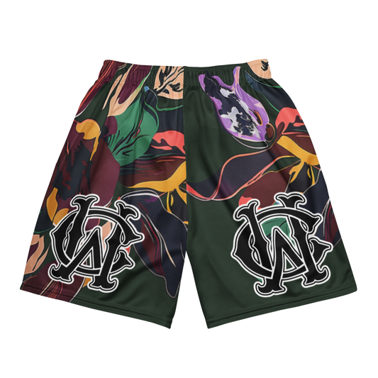 OG Mesh Shorts in Asymmetrical Floral – “Green Heat” Edition
