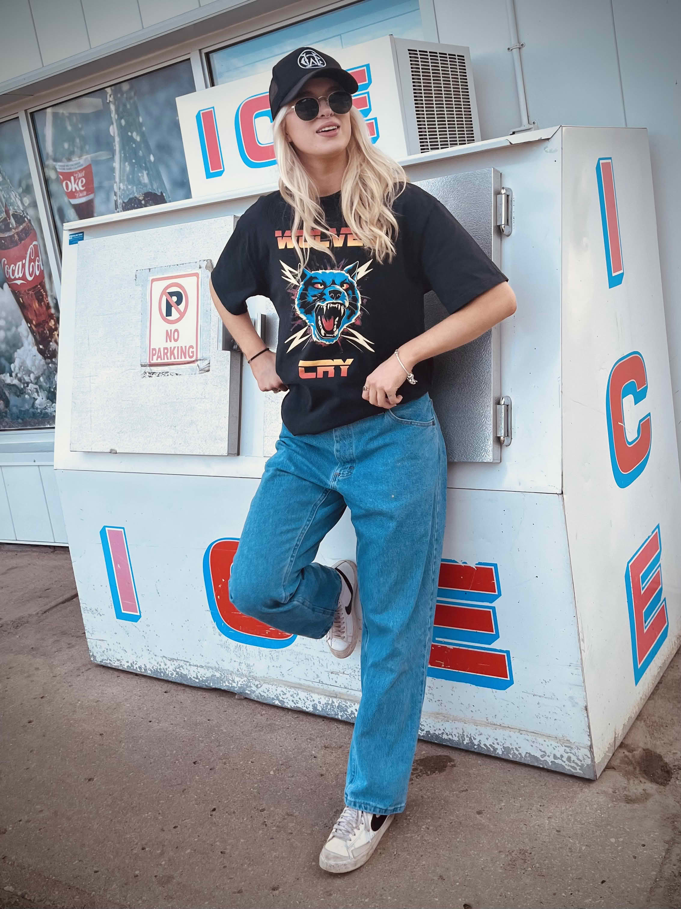 Wolves Cry Thundercat Electro Tee styled in a streetwear look, featuring oversized black graphic tee with punk rock energy and bold vintage print