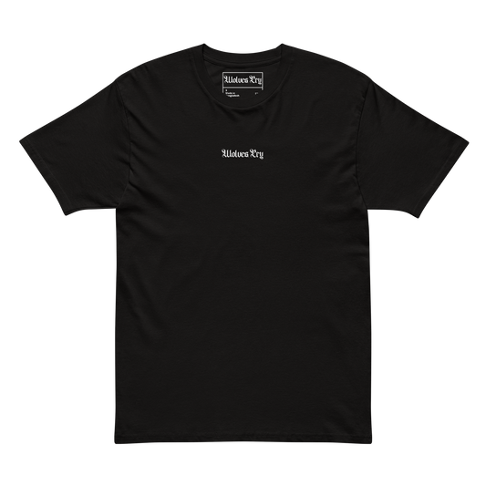 Product mockup wolves cry tee shirt front view