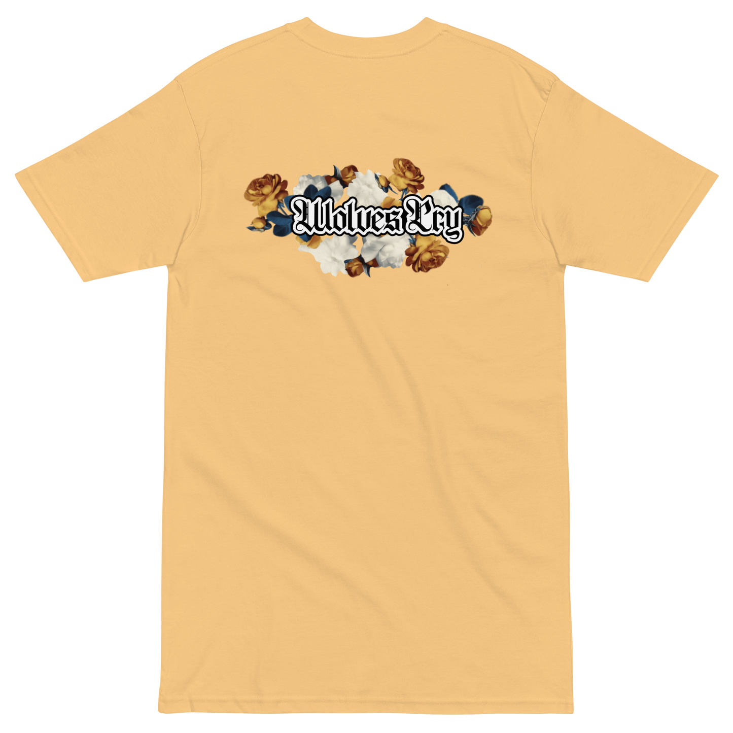 Wolves Cry Bousquet tee yellow back floral graphic heavyweight cotton t-shirt