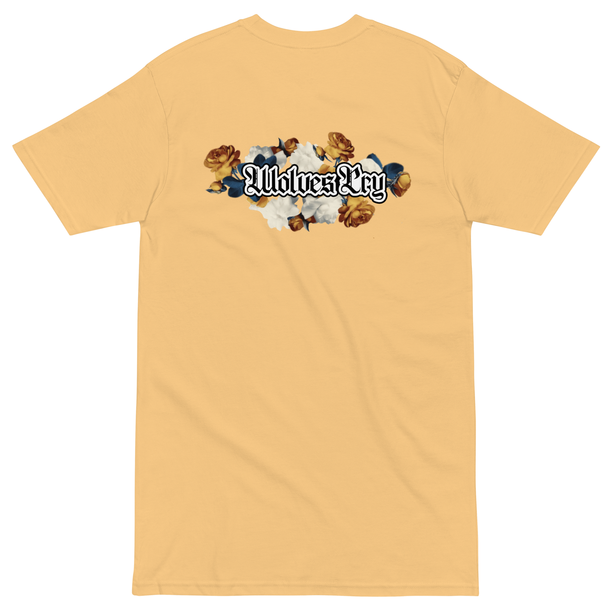 Wolves Cry Bousquet tee yellow back floral graphic heavyweight cotton t-shirt