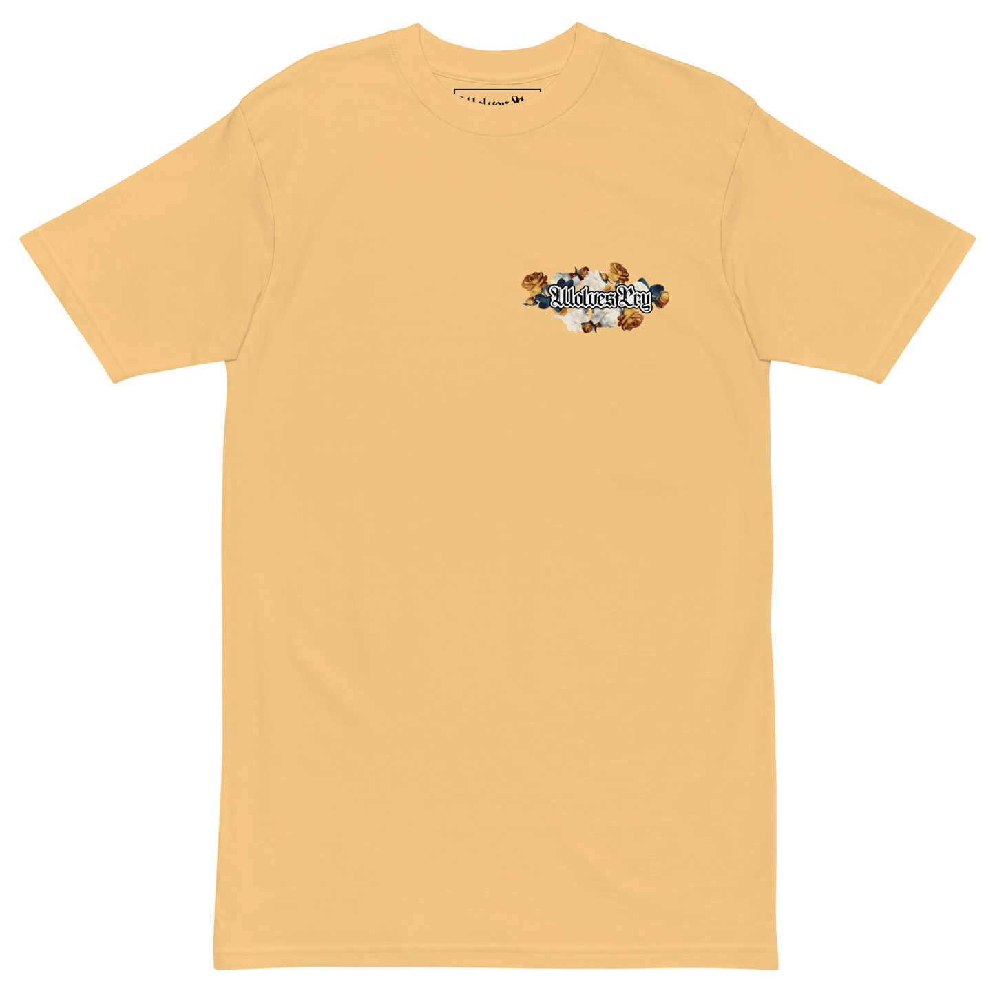 Wolves Cry Bousquet tee yellow front graphic heavyweight cotton t-shirt
