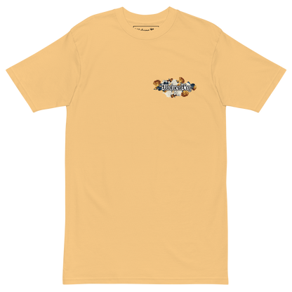 Wolves Cry Bousquet tee yellow front graphic heavyweight cotton t-shirt
