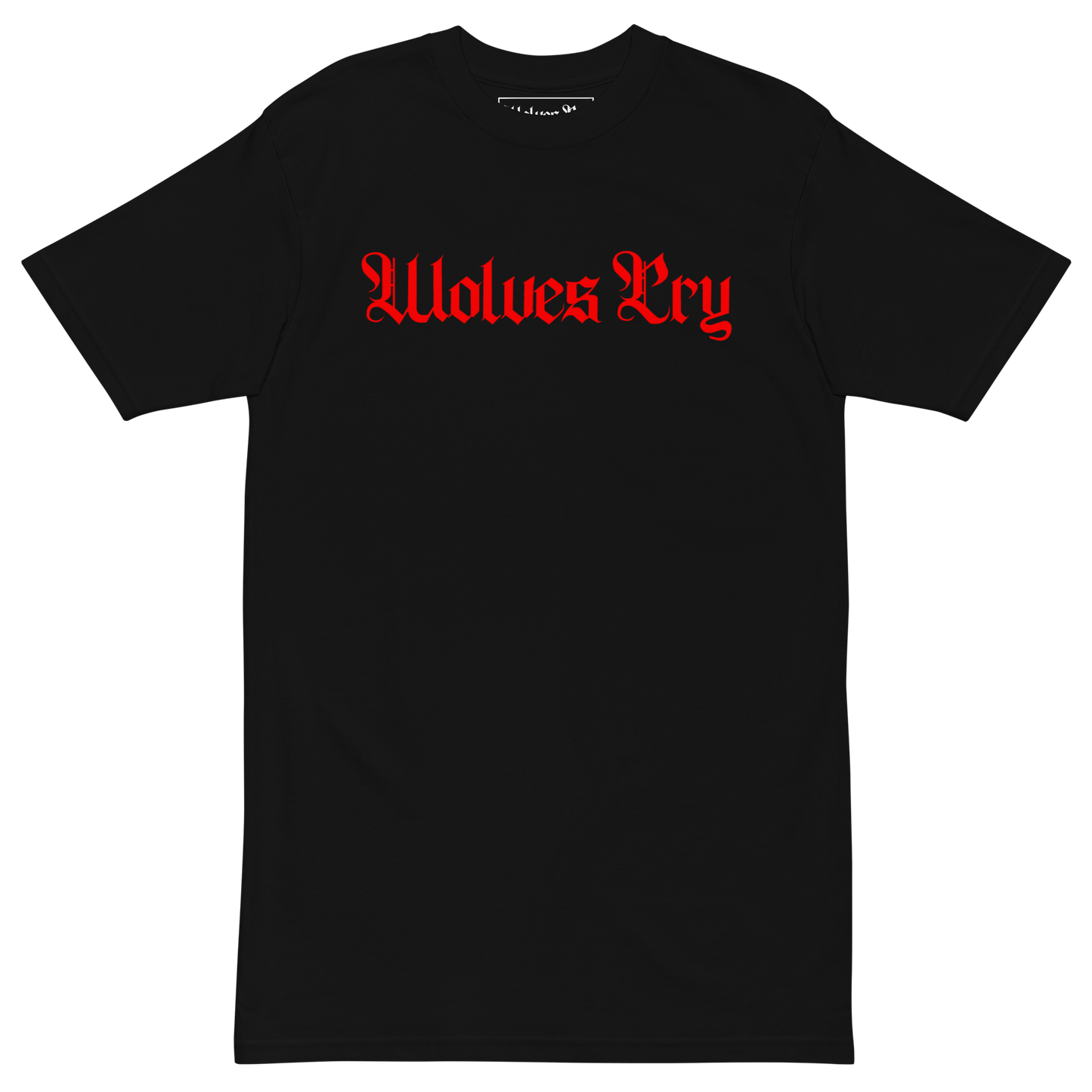 The Reds Spell Out Tee in black with red script logo – Wolves Cry Originals heavyweight streetwear tee.