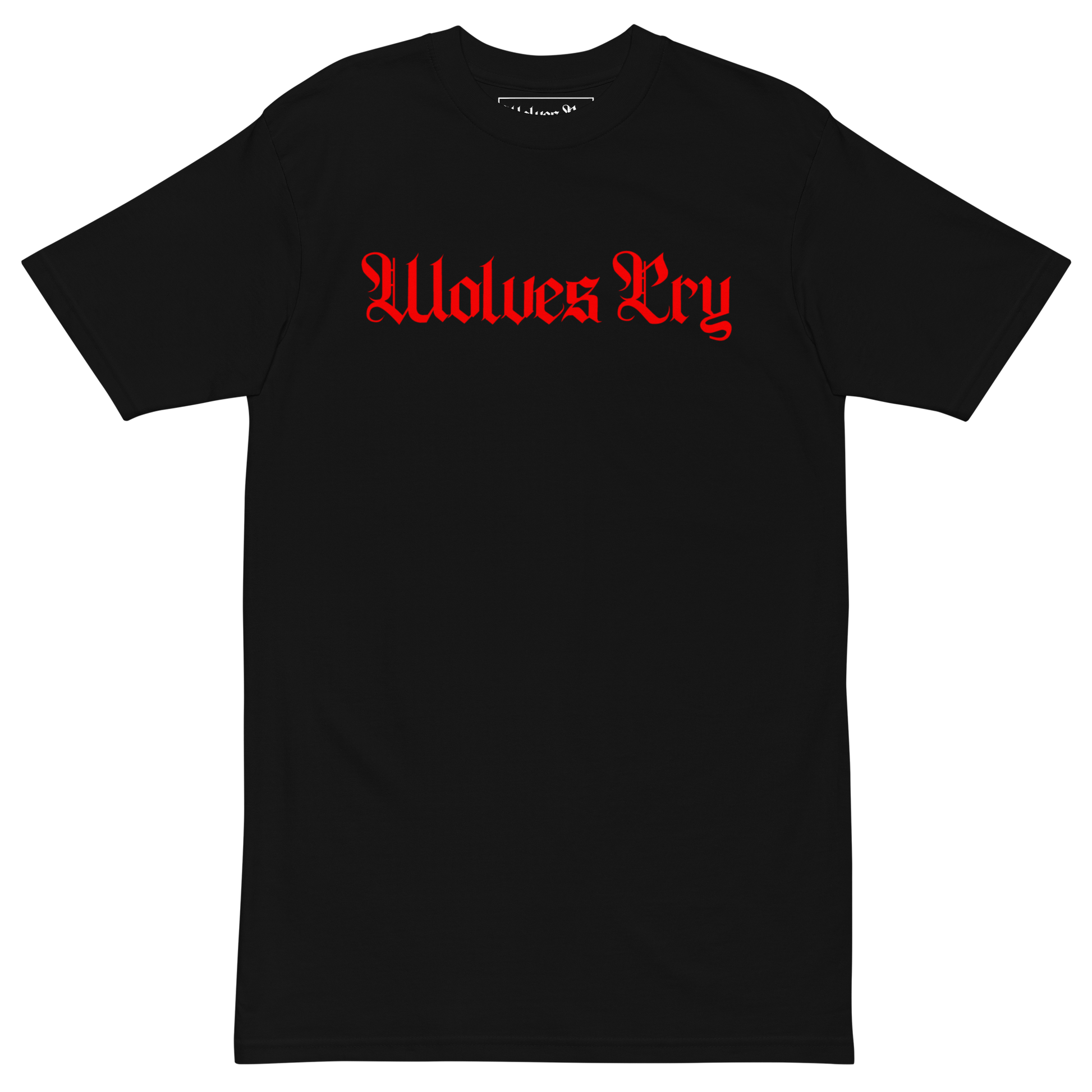 The Reds Spell Out Tee in black with red script logo – Wolves Cry Originals heavyweight streetwear tee.