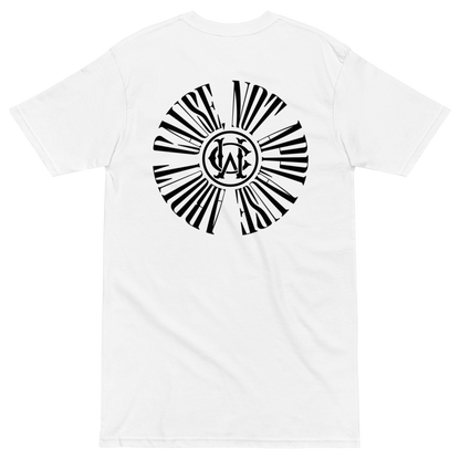 White Wolves Cry tee with full circular text graphic – back product display