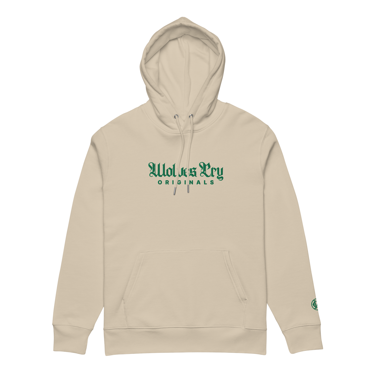 wolves cry beige organic hoodie 