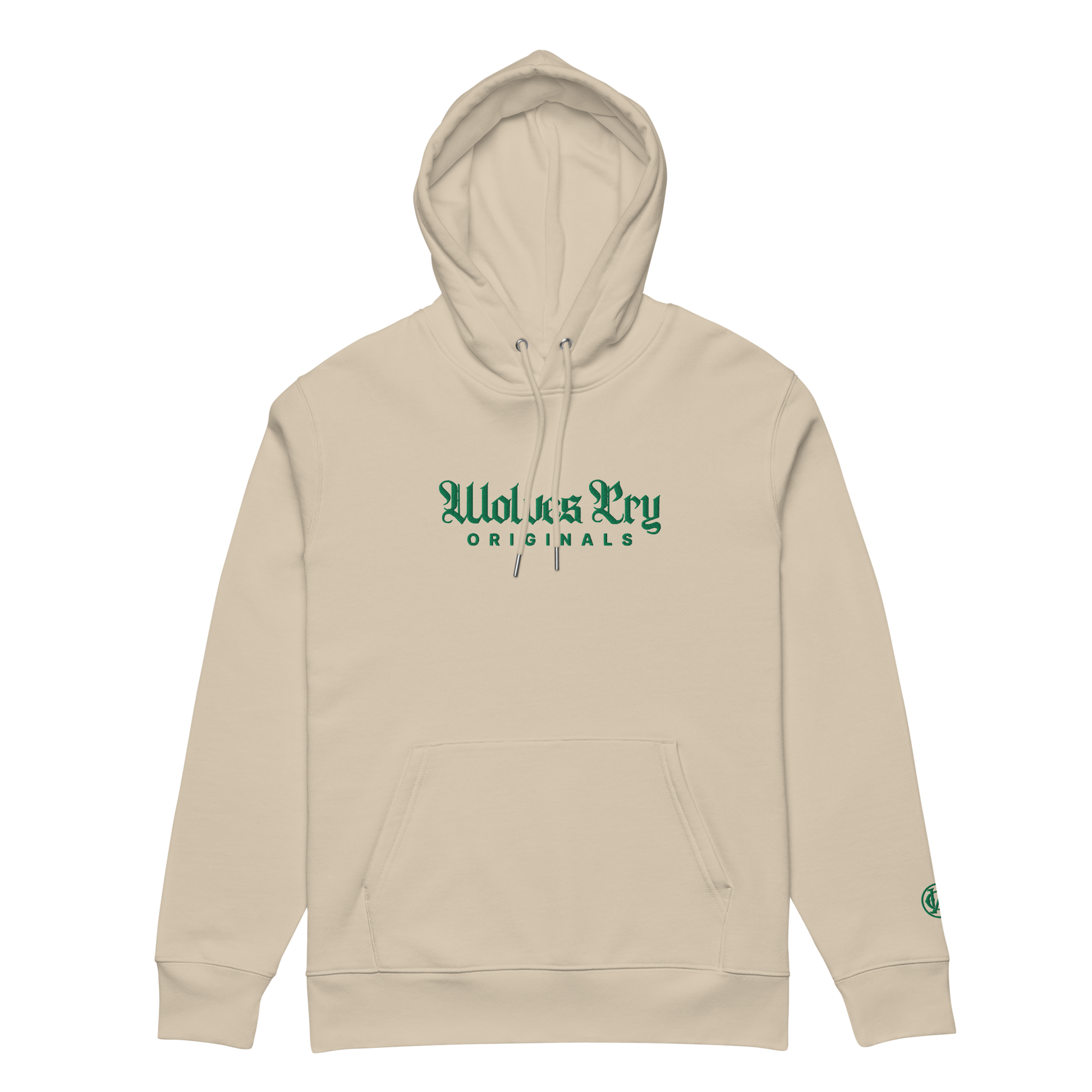 wolves cry beige organic hoodie 