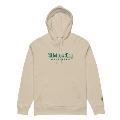 wolves cry beige organic hoodie 