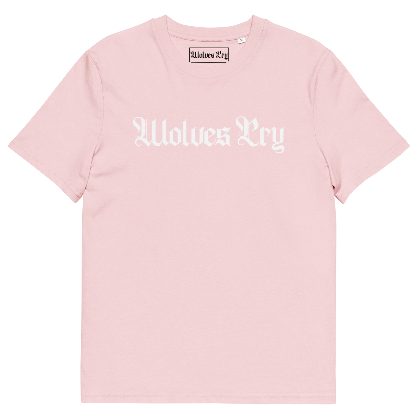 Wolves Cry Spell-Out Tee in pink — clean, subtle, and effortlessly confident streetwear silhouette.