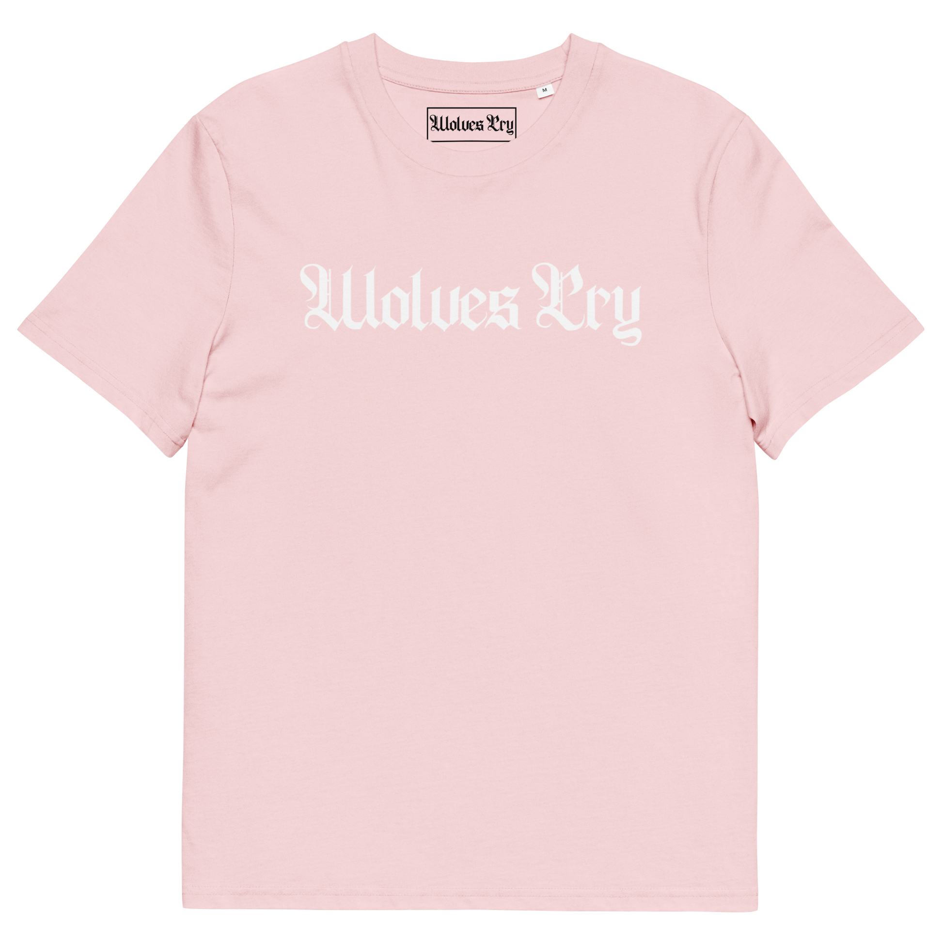 Wolves Cry Spell-Out Tee in pink — clean, subtle, and effortlessly confident streetwear silhouette.