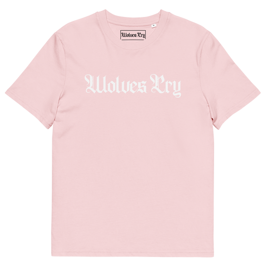 Wolves Cry Spell-Out Tee in pink — clean, subtle, and effortlessly confident streetwear silhouette.